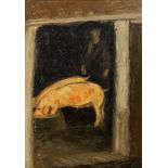 Albert Servaes (1883-1966): Feeding the pigs, oil on board, dated 1909