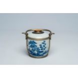 A Chinese blue and white Vietnamese market 'Bleu de Hue' water pipe, 19th C.