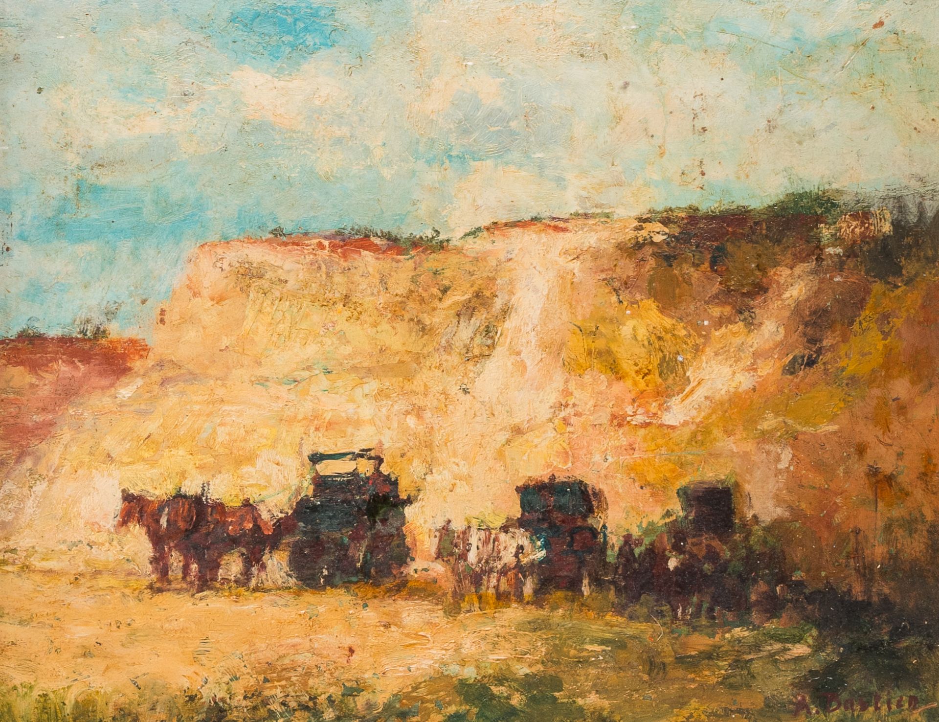 FÃ©lix Planquette (1873-1964): Farm view, oil on board and Alfred T. Bastien (1873-1955, in the mann - Image 5 of 6