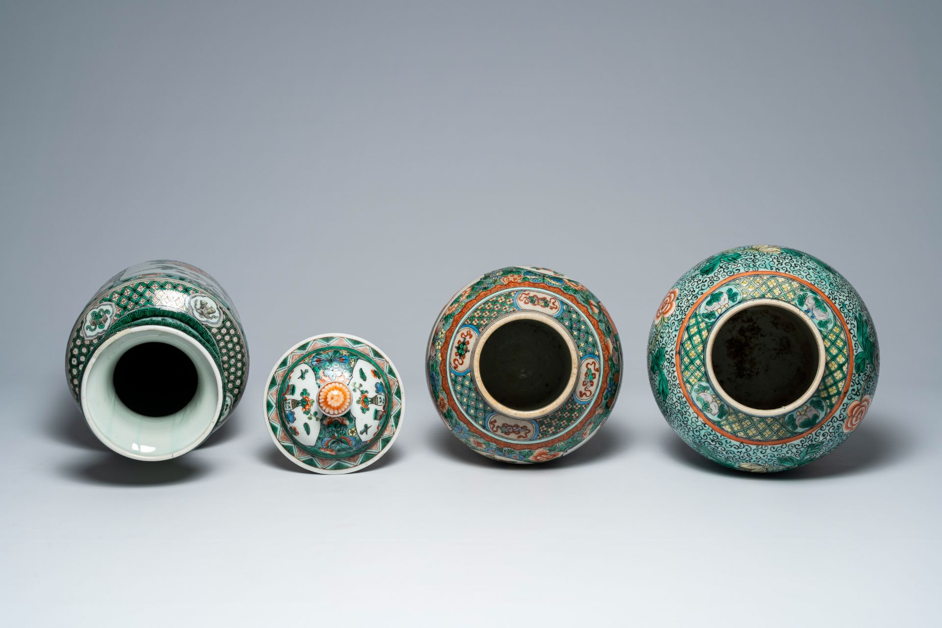 Three Chinese famille vases, 19th C. - Image 5 of 6