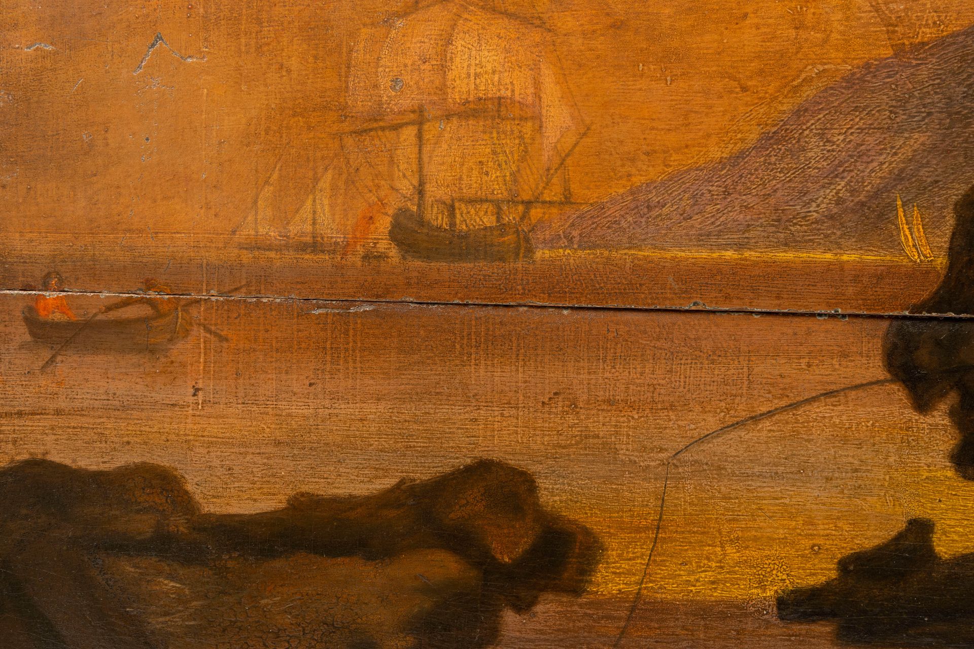 French school, in the manner of Joseph Vernet (1714-1789): Fishermen in a Mediterranean landscape, o - Image 5 of 5