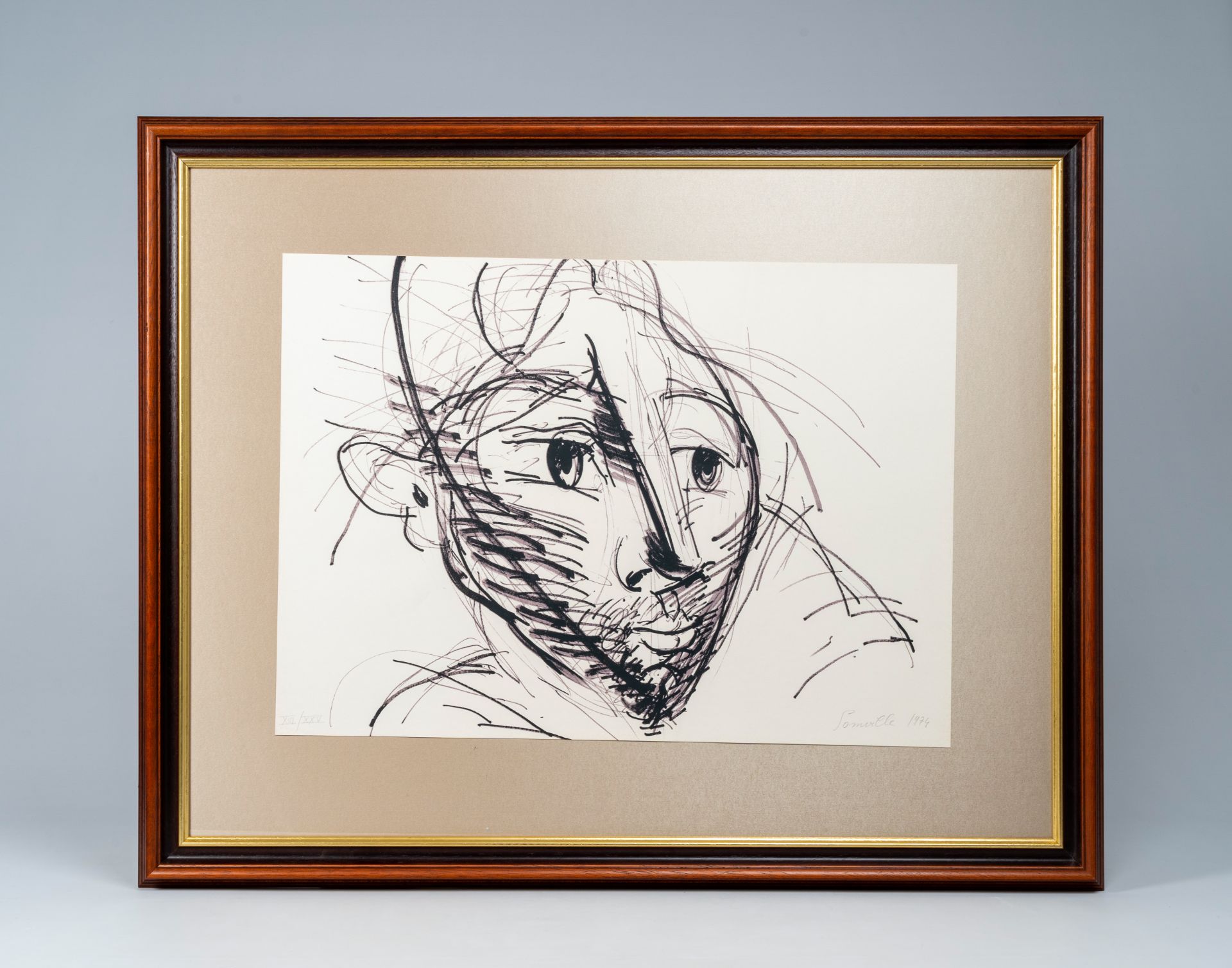 Roger Somville (1923-2014): A head, lithograph, ed. XIII/XXV, dated 1974 - Image 2 of 5