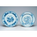 Two Chinese blue and white chargers with floral design, Yongzheng/Qianlong