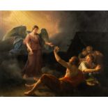 French school: The appearance of the angel, oil on canvas, ca. 1800