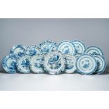 A varied collection of fourteen Chinese blue and white plates, Yongzheng/Qianlong