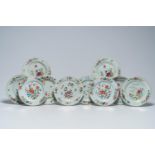 Ten Chinese famille rose plates with floral design, Qianlong