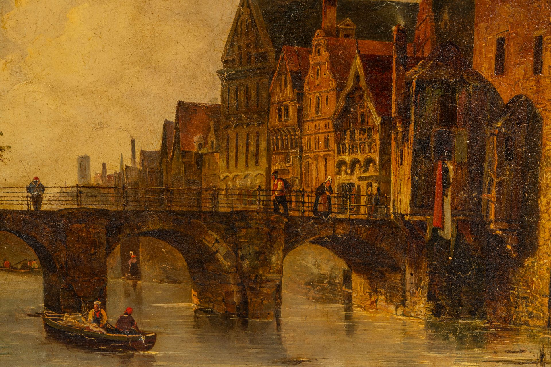 Belgian school, attributed to Jean Baptiste Van Moer (1819-1884): Animated Ghent city view - Image 6 of 6