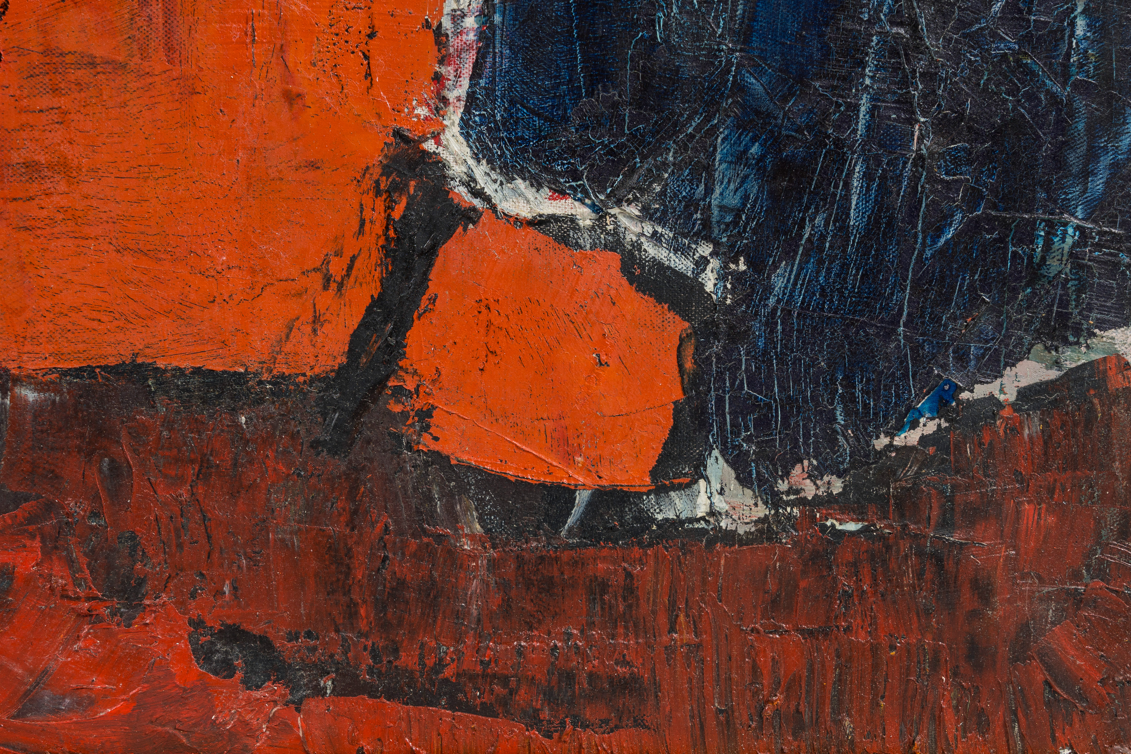 Attributed to Octave Pirlet (1914-1979): Abstract composition, oil on canvas - Image 7 of 7