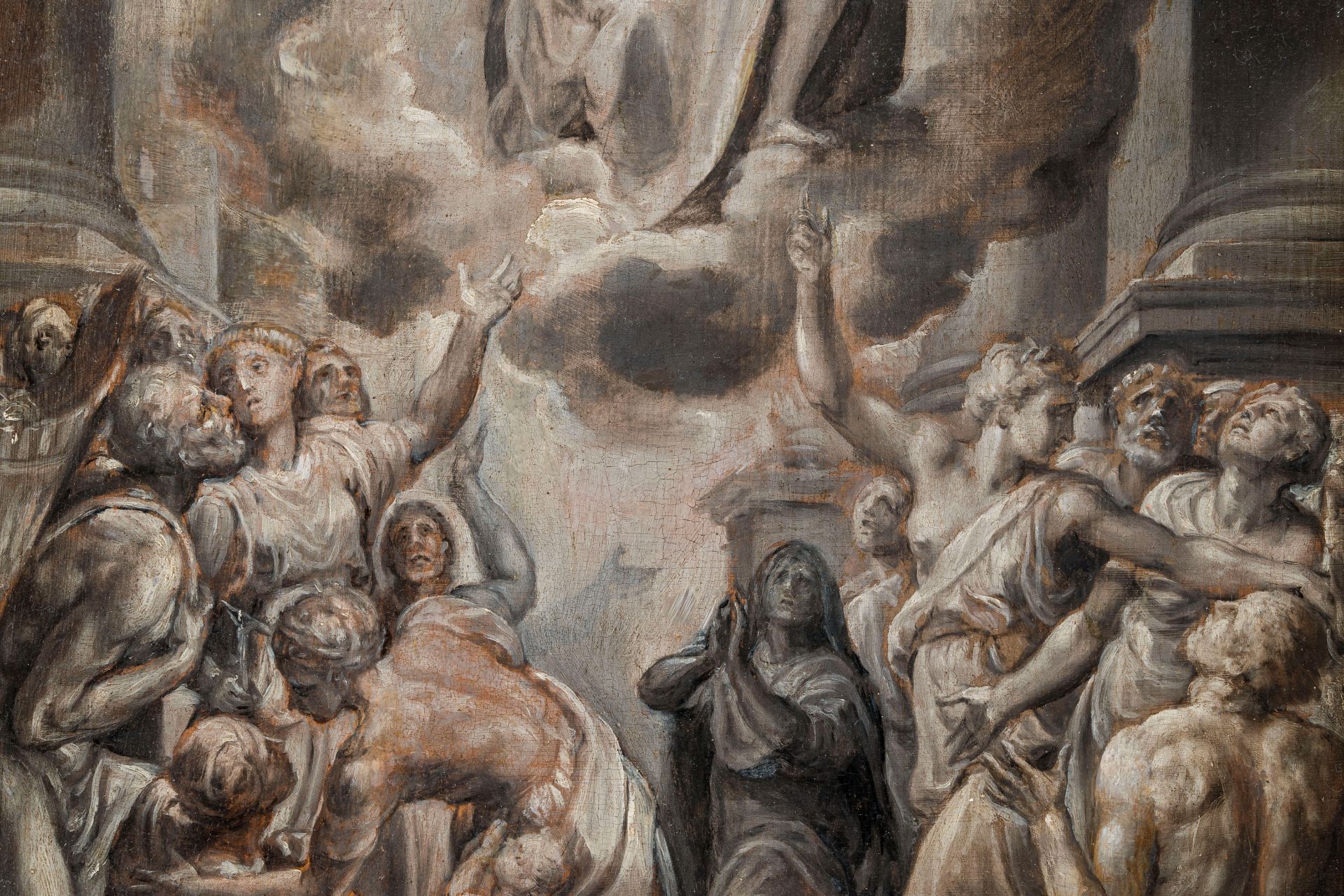 Attributed to Antonius Sallaert (1594-1657/58): The adoration of the Lord, oil on panel, 17th C. - Bild 5 aus 5