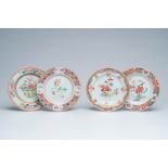 Four Chinese famille rose plates with floral design, Qianlong