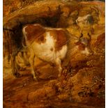 Flemish school, follower of Roelant Savery (1576-1639): Cattle in a landscape, oil on panel, 17th C.