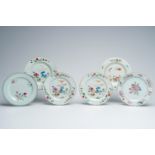 Six Chinese famille rose plates with roosters and floral design, Qianlong