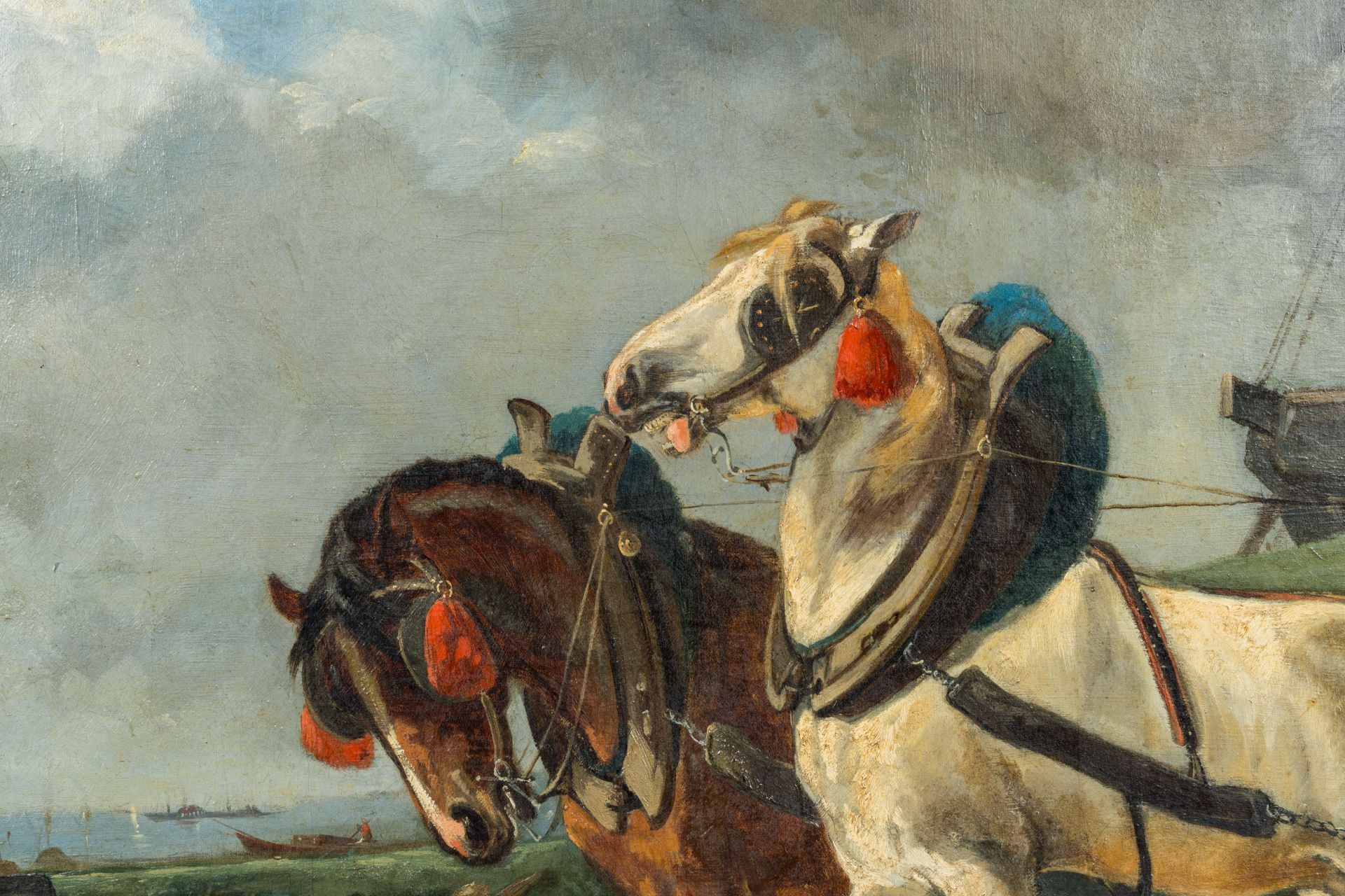 Jozef Judocus Moerenhout (1801-1875, in the manner of): Driving the horses, oil on canvas, 19th/20th - Image 5 of 6