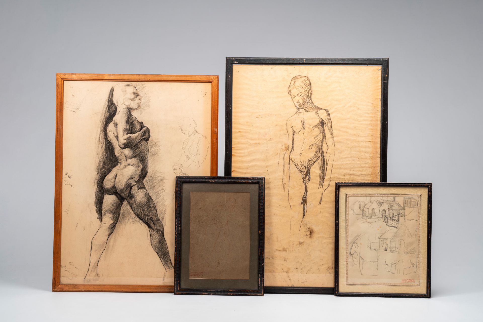 EugÃ¨ne Laermans (1864-1940): Various academic studies and sketches, pencil and charcoal on paper