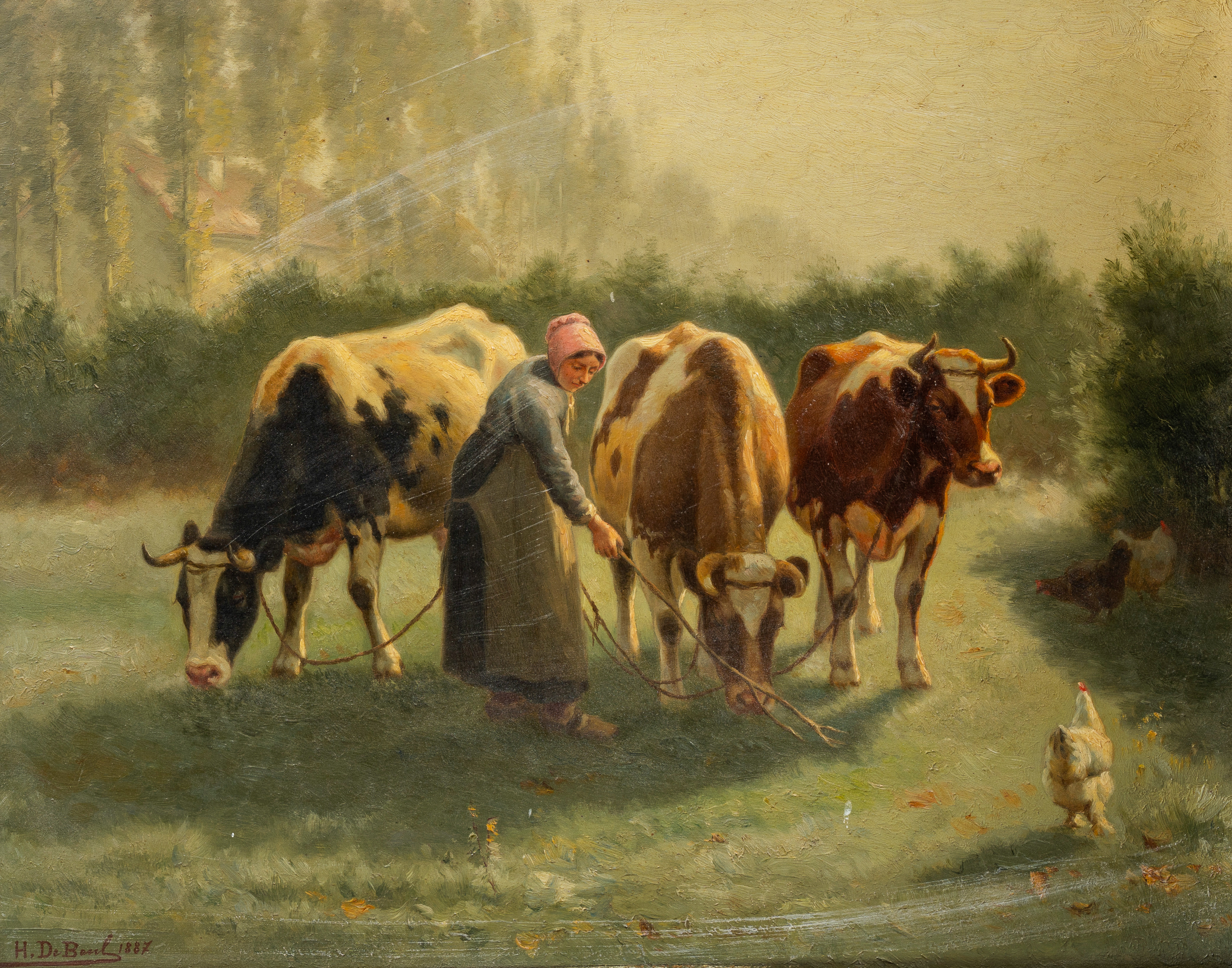 Henri De Beul (1845-1900, in the manner of): Two paintings with a farmer and a farmer's wife and the - Image 2 of 9