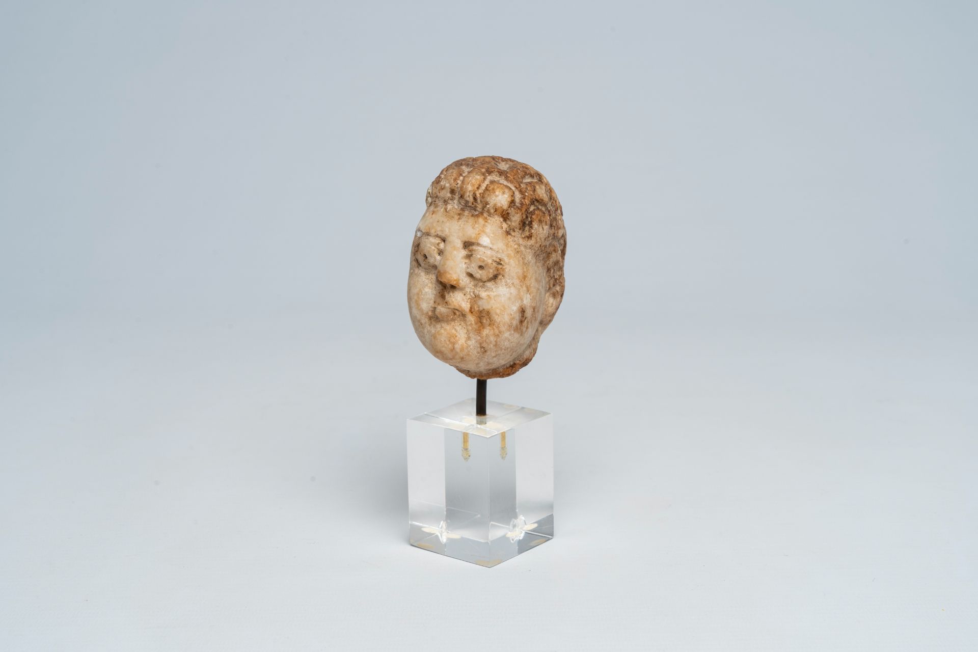 A Romanesque marble head of a man, most probably 14th/15th C.