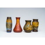 Emile GallÃ© (1846-1904): Four cameo glass Art Nouveau vases with landscapes and floral design, 20th