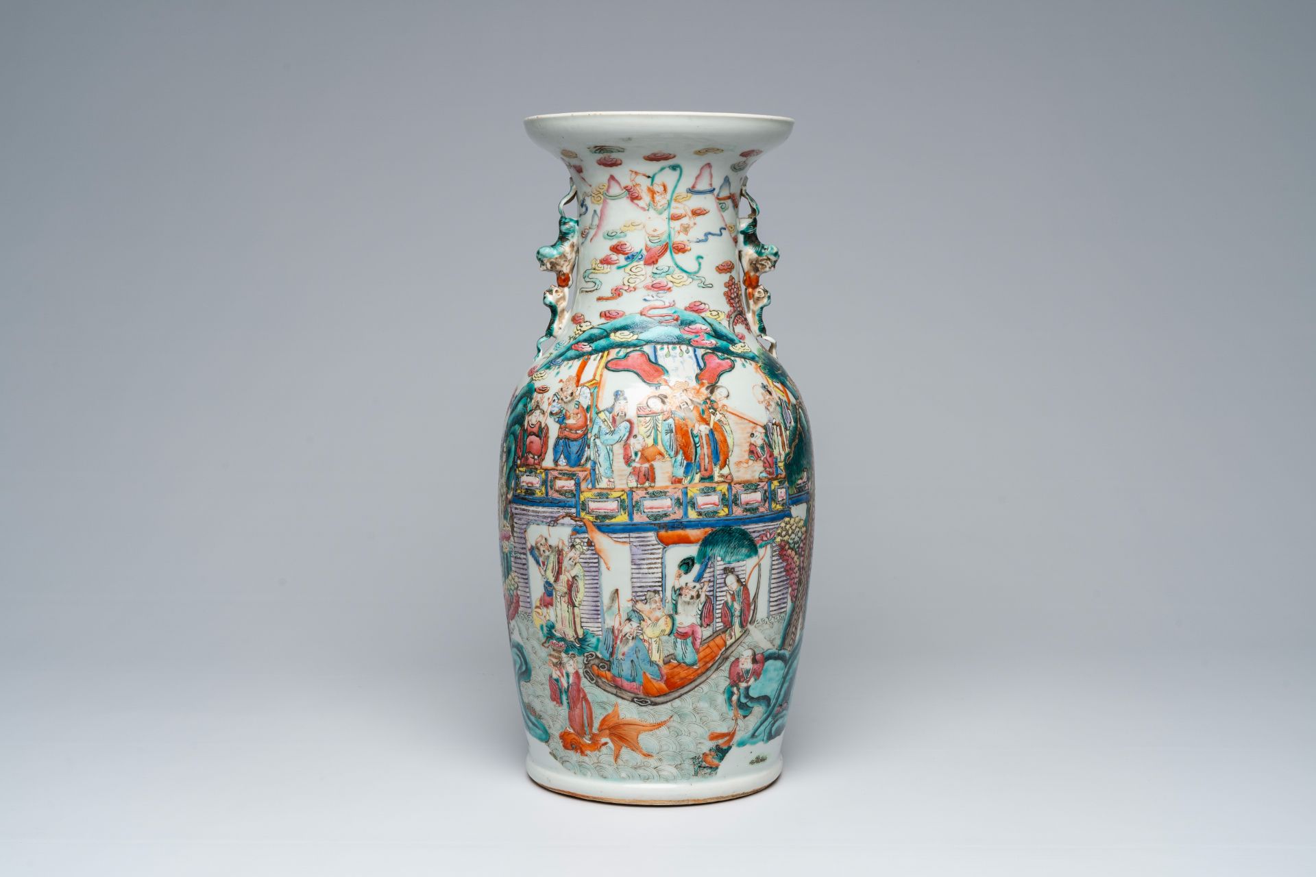 A Chinese famille rose 'Immortals' vase, 19th C.