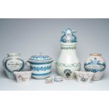 A varied collection of blue and white and polychrome French faience, 19th C.