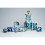 A varied collection of Chinese blue and white porcelain, Kangxi and later