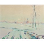 Jef De Pauw (1888-1930): Winter landscape at dusk, oil on canvas