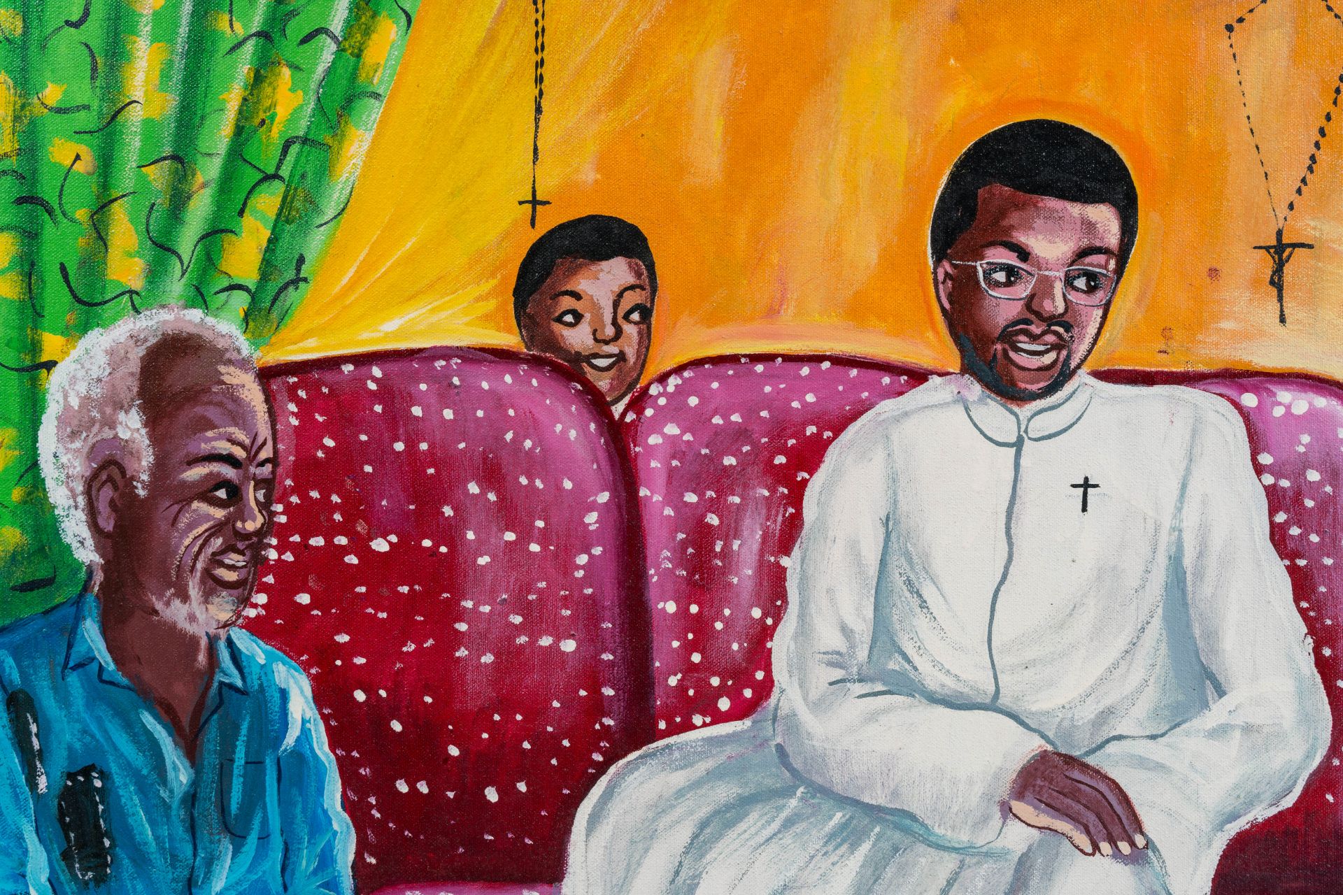 Jean Bosco Shula-Monsengo (Shula, 1959): 'Monsieur l'abbÃ© a rendu notre fille grosse', oil on canva - Image 6 of 8