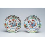 A pair of 'Amsterdams bont' Dutch-decorated Chinese Imari-style dishes, Qianlong