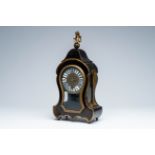 A French brass and bronze mounted ebonised wood cartel clock, 19th C