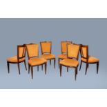 Six Dutch mahogany dining chairs with velvet upholstery, 18th C. and later