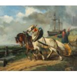 Jozef Judocus Moerenhout (1801-1875, in the manner of): Driving the horses, oil on canvas, 19th/20th
