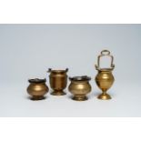 Four various brass holy water buckets or aspersoria, 17th C. and later