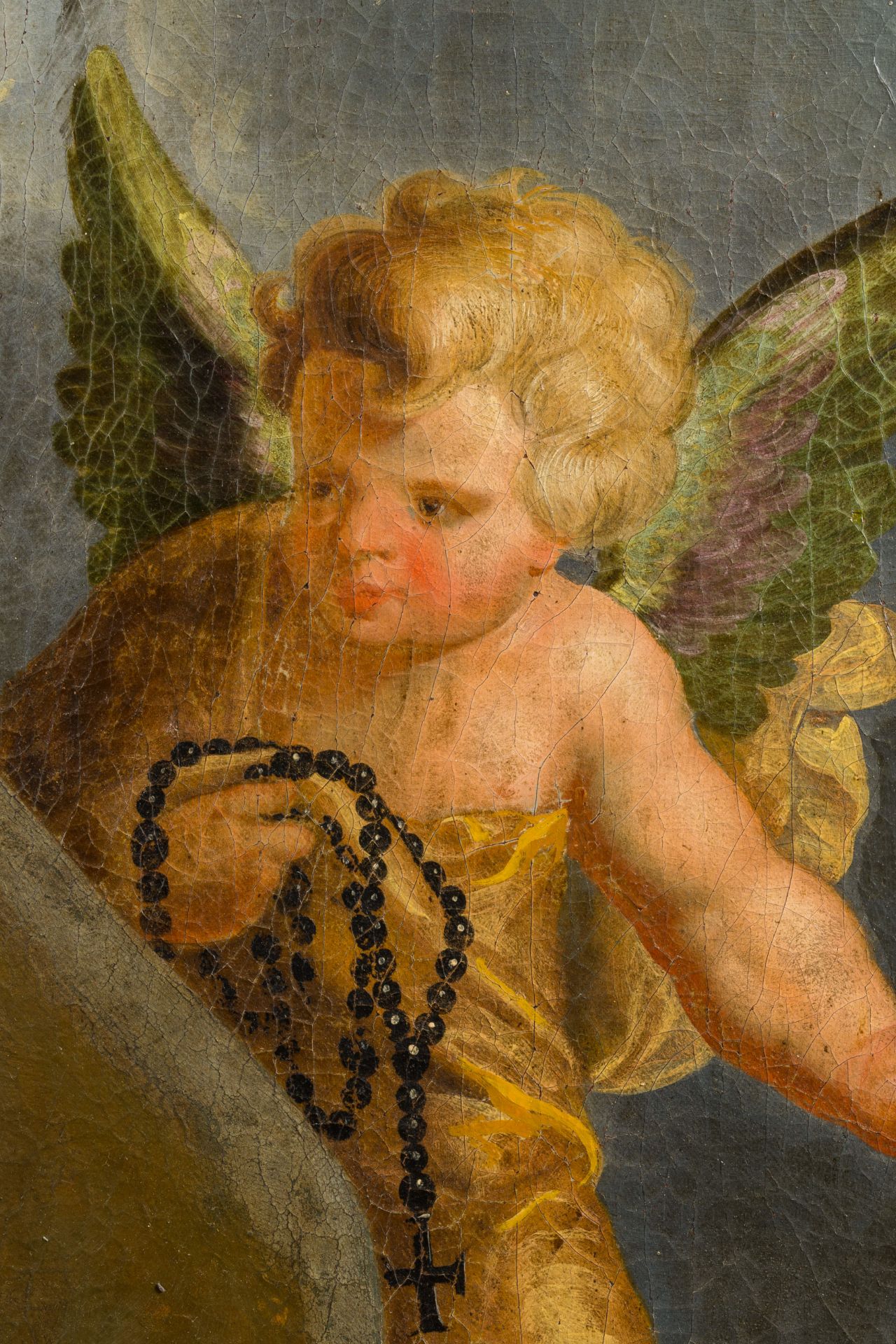 Flemish school: Madonna of the Rosary, oil on canvas, 17th C. - Image 9 of 12