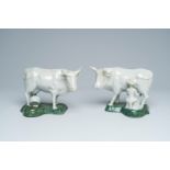 A pair of Dutch Delft cows, 18th C.