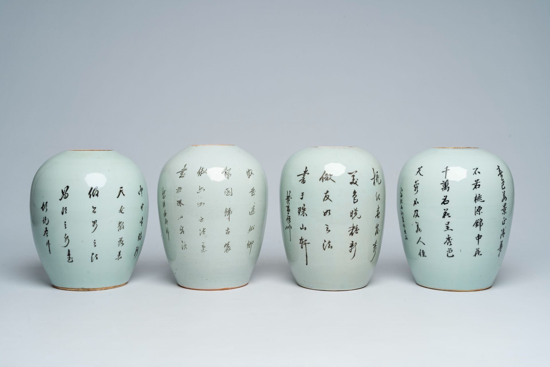 Four Chinese famille rose ginger jars with ladies, 19th/20th C. - Image 4 of 7