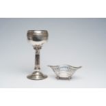 A German Neoclassical silver chalice and an open worked Dutch silver basket, 19th/20th C.