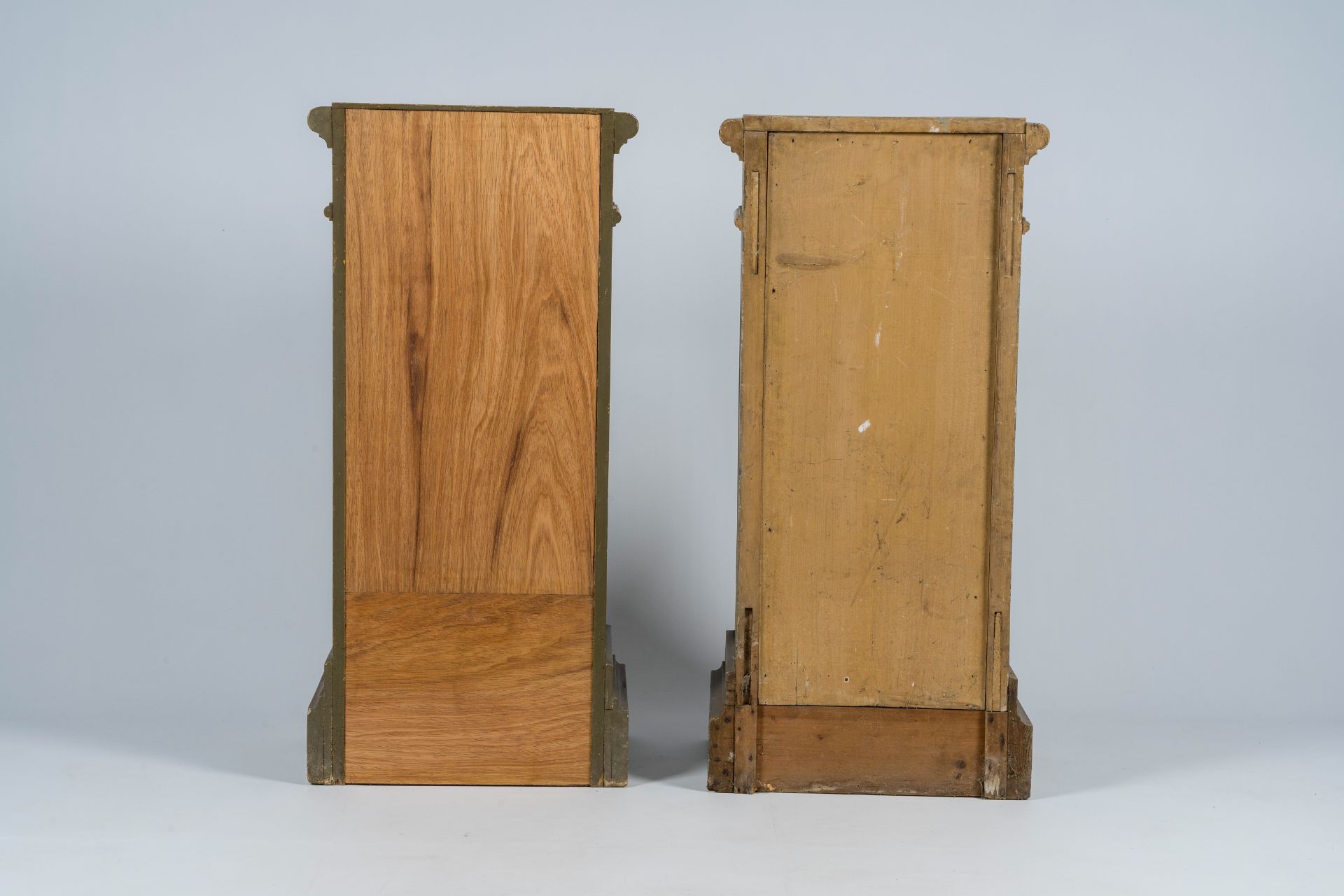 A pair of Flemish or French Gothic revival polychrome painted and gilt wood pedestals, first quarter - Image 4 of 8