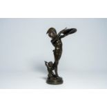 Louis LÃ©on Cugnot (1835-1894): 'Corybante Ã©touffant les cris de Jupiter enfant', patinated bronze,