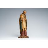 A French Gothic revival carved, polychrome painted and gilt wood figure of Ignatius of Loyola, ca. 1