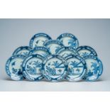 Twelve Chinese blue and white 'Cuckoo in the house' plates, Qianlong