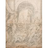Flemish school: Apelles painting Campaspe, mixed media on paper, ca. 1600