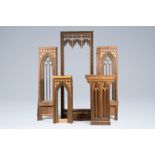 Five partly gilt wood Gothic revival architectural elements, 19th/20th C.