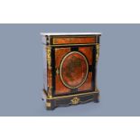 A French Historicism gilt mounted tortoiseshell and brass marquetry Boulle one-door cabinet with mar