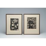 Henry Van Straten (Hendrik, 1892-1944): 'Don Juan' and 'Le Garde-ChampÃªtre', two relief prints