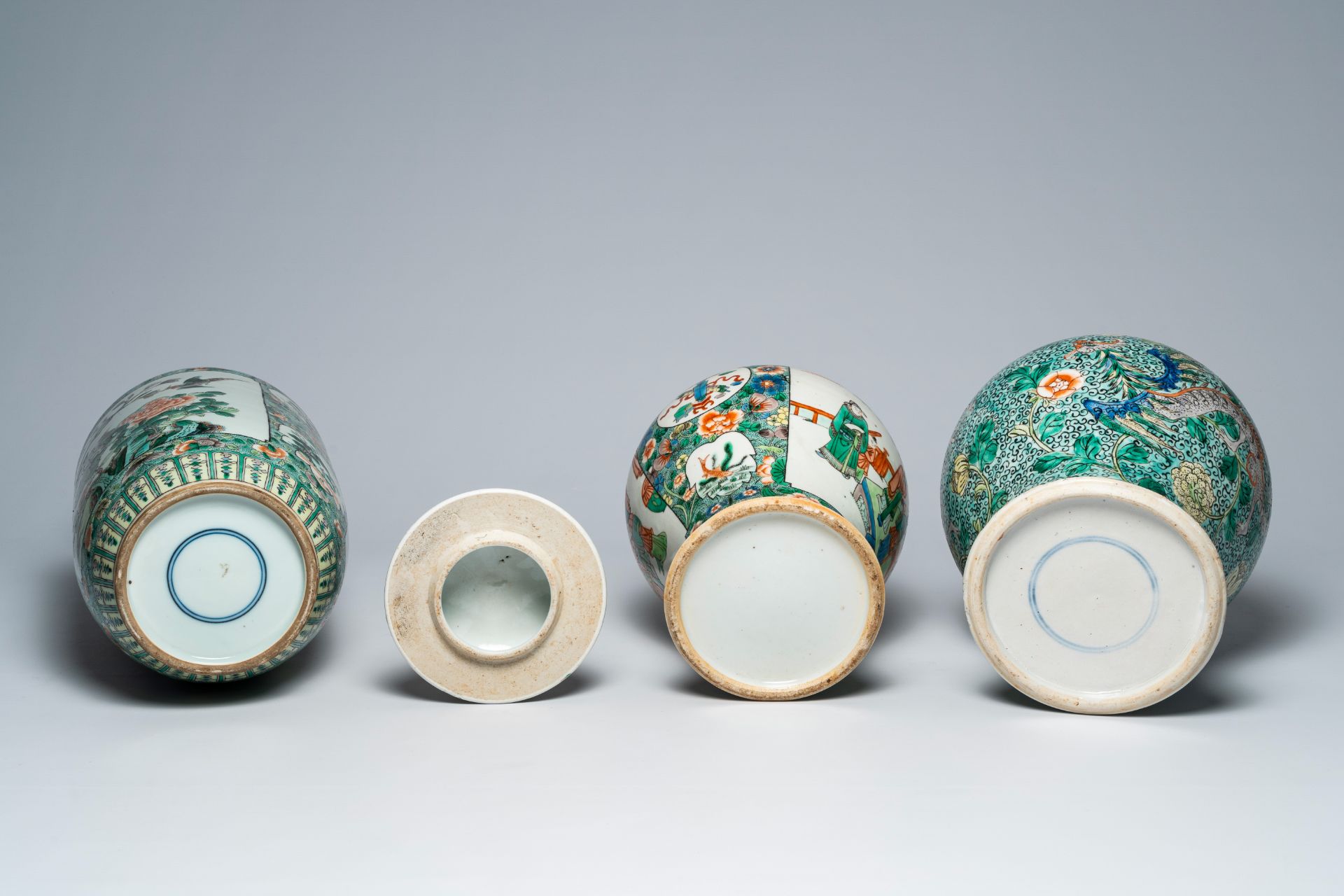 Three Chinese famille vases, 19th C. - Image 6 of 6