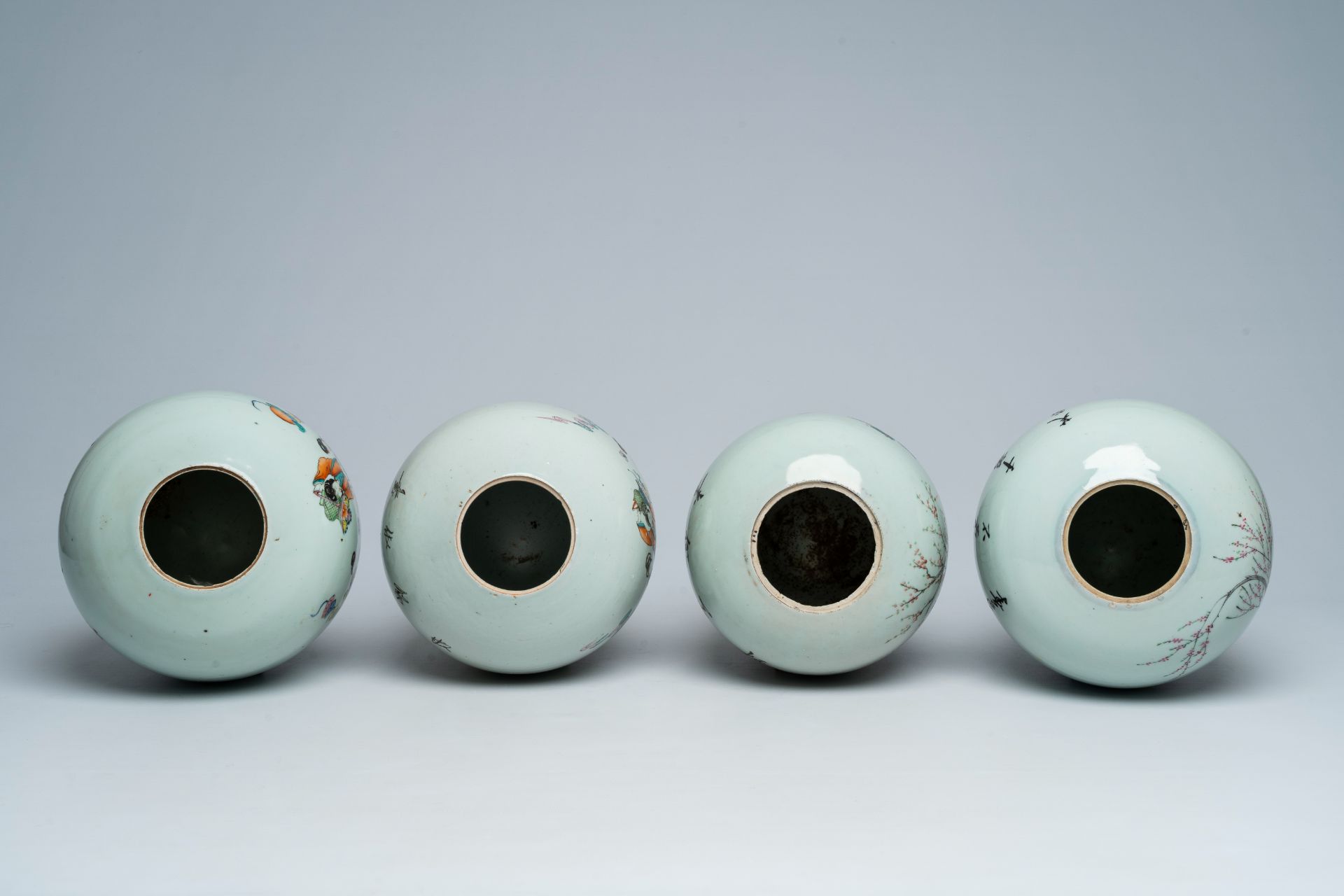 Four Chinese famille rose ginger jars with ladies, 19th/20th C. - Image 6 of 7