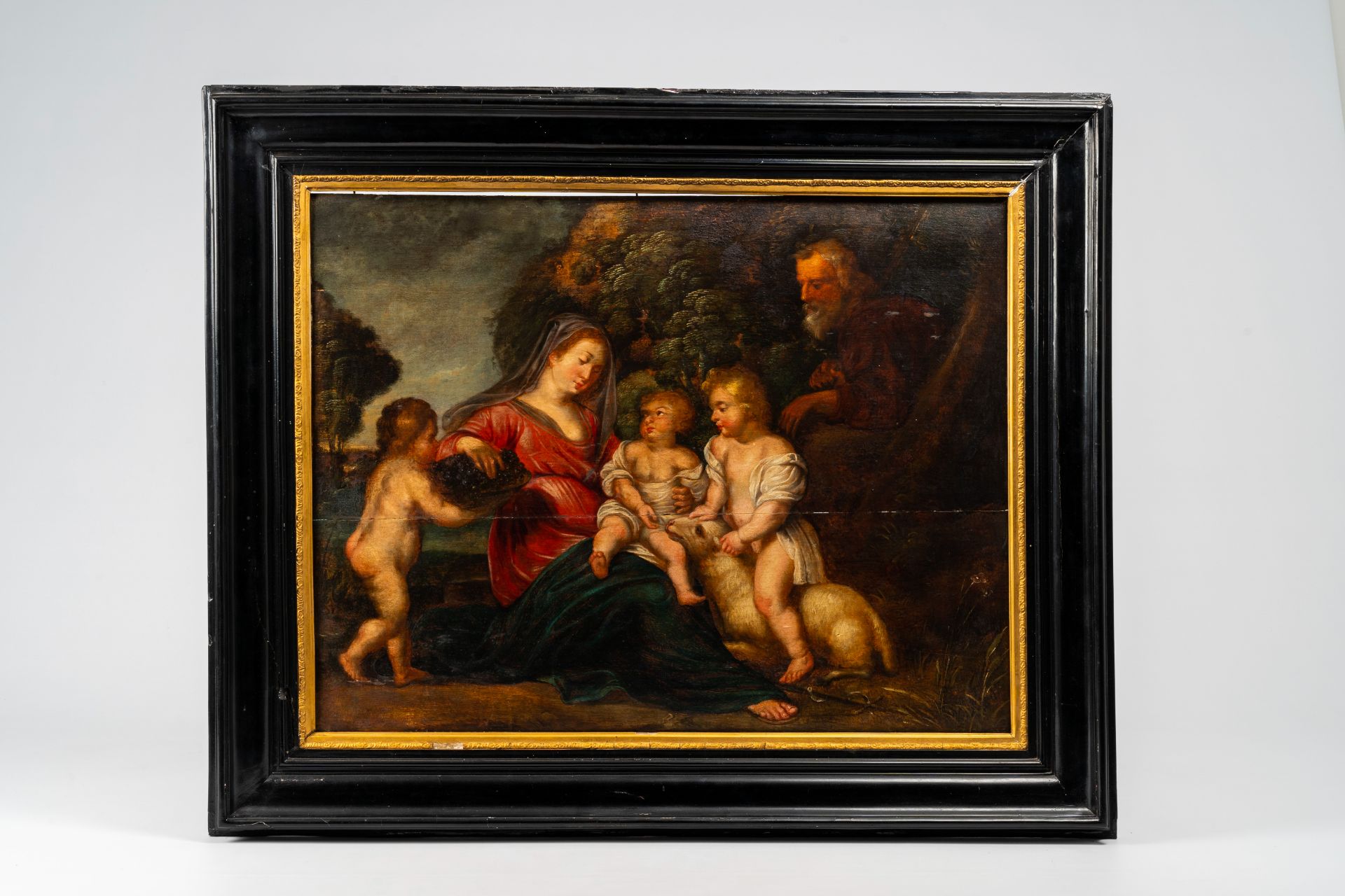 Flemish school, follower of Peter Paul Rubens (1577-1640): The Holy Family with the Infant Saint Joh - Image 2 of 4