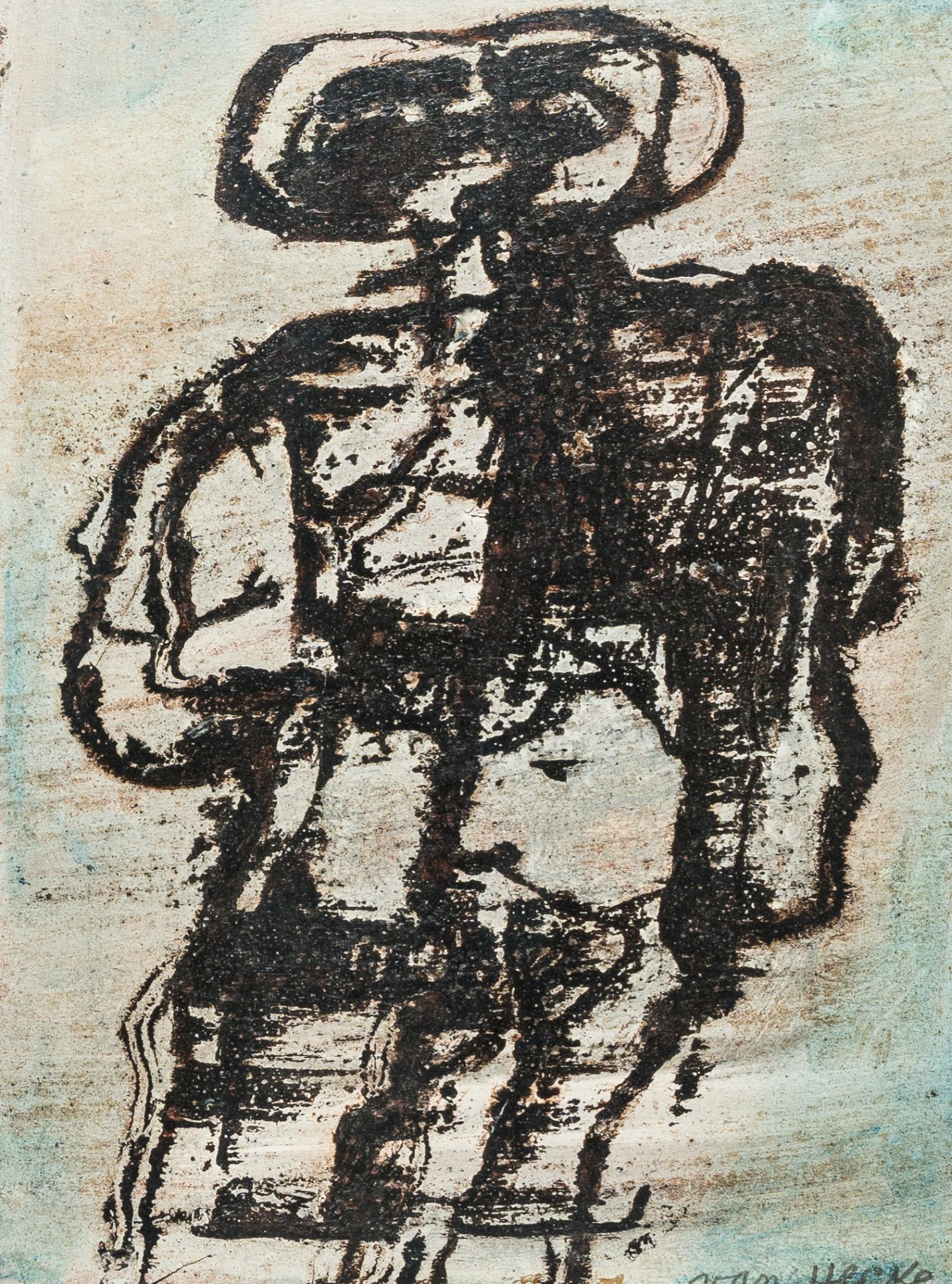 Willem Van Hecke (1893-1976): Two compositions, oil on paper and board, dated 1954 and 1965 - Image 4 of 6