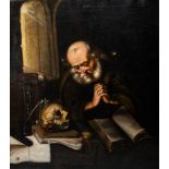 Eastern European school: Saint Jerome in his study, oil on canvas, first half 18th C.