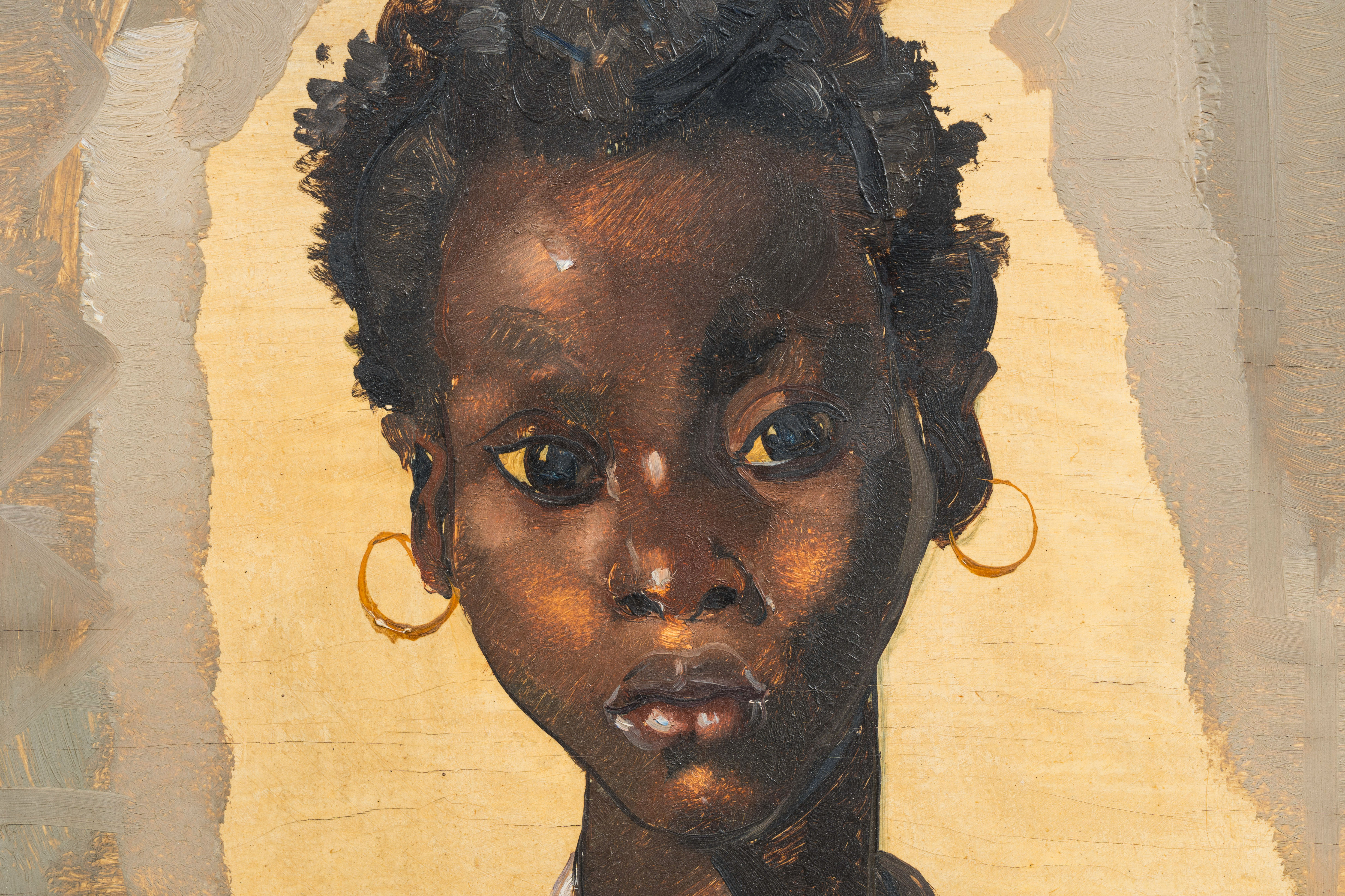 ClÃ©ment Serneels (1912-1991): Portrait of an African beauty, oil on board, Kisenyi, dated 1934 - Image 6 of 8