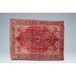 An Oriental rug with floral design, wool on cotton, probably Ahar, 20th C.